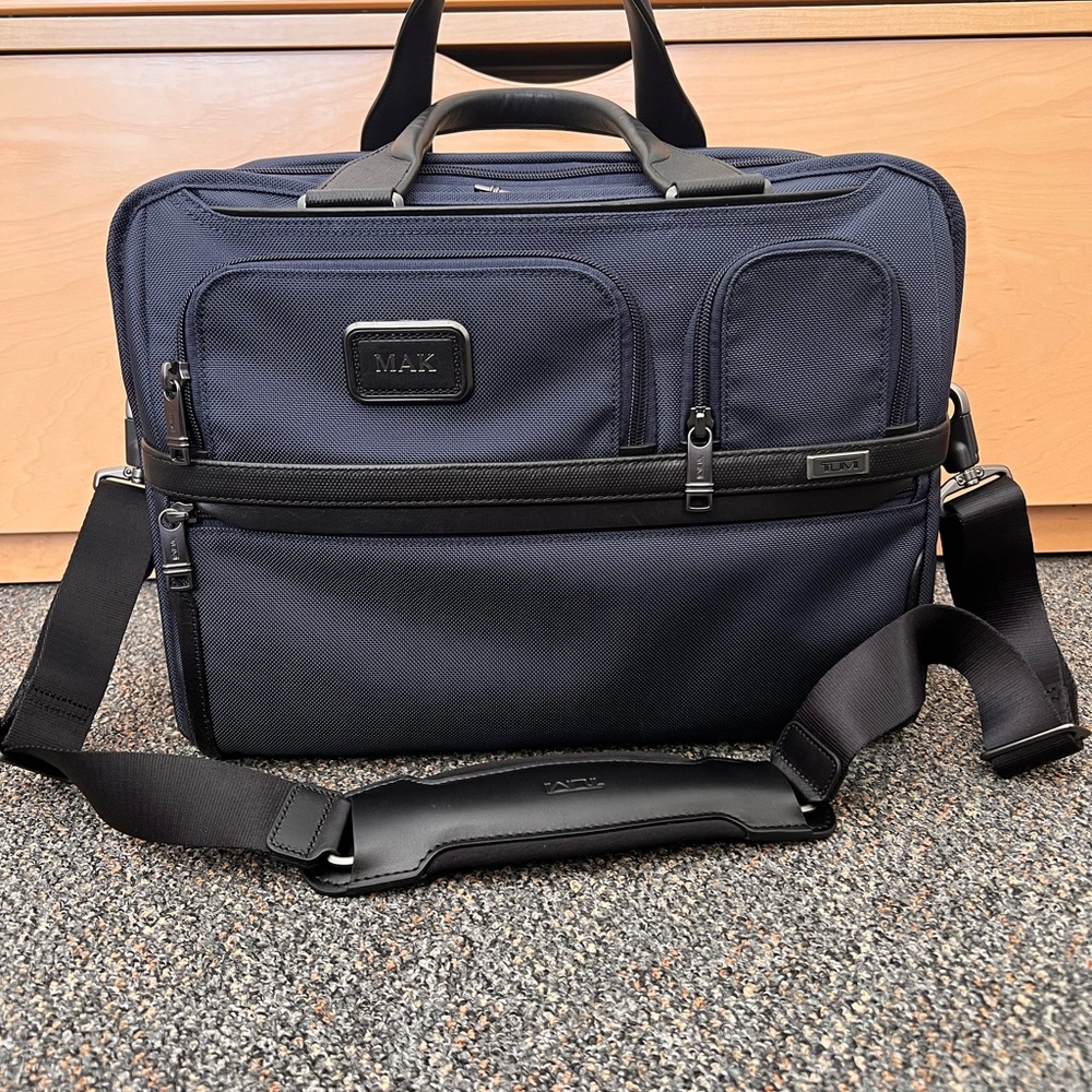 Tumi Alpha Expandable Organizer Brief Blue